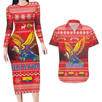 Ecuador Andean Condor Christmas Couples Matching Long Sleeve Bodycon Dress and Hawaiian Shirt Dios Patria y Libertad - Wonder Print Shop