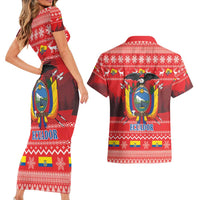 Ecuador Andean Condor Christmas Couples Matching Short Sleeve Bodycon Dress and Hawaiian Shirt Dios Patria y Libertad - Wonder Print Shop
