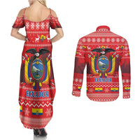 Ecuador Andean Condor Christmas Couples Matching Summer Maxi Dress and Long Sleeve Button Shirt Dios Patria y Libertad - Wonder Print Shop