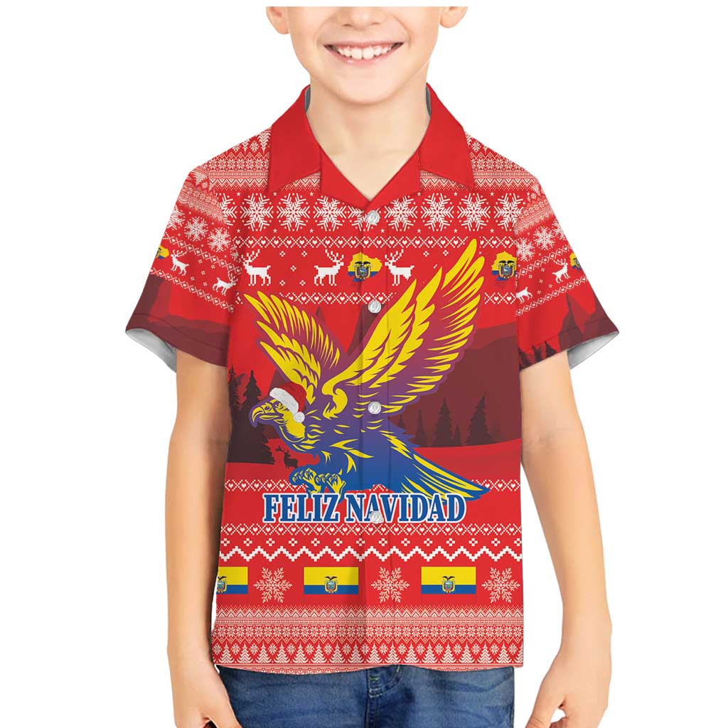 Ecuador Andean Condor Christmas Family Matching Mermaid Dress and Hawaiian Shirt Dios Patria y Libertad - Wonder Print Shop
