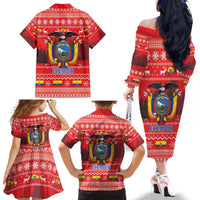 Ecuador Andean Condor Christmas Family Matching Off The Shoulder Long Sleeve Dress and Hawaiian Shirt Dios Patria y Libertad - Wonder Print Shop