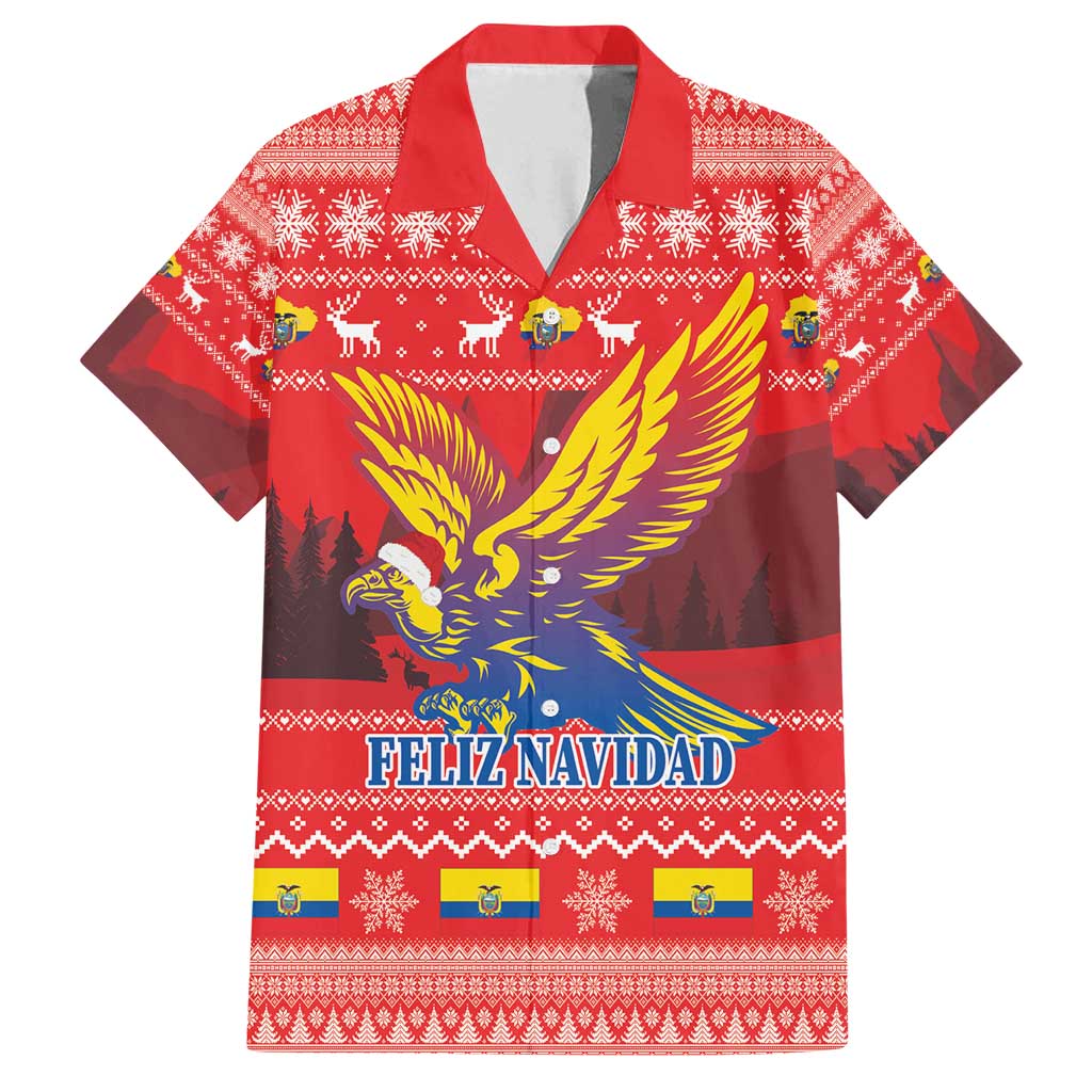 Ecuador Andean Condor Christmas Family Matching Off Shoulder Short Dress and Hawaiian Shirt Dios Patria y Libertad - Wonder Print Shop