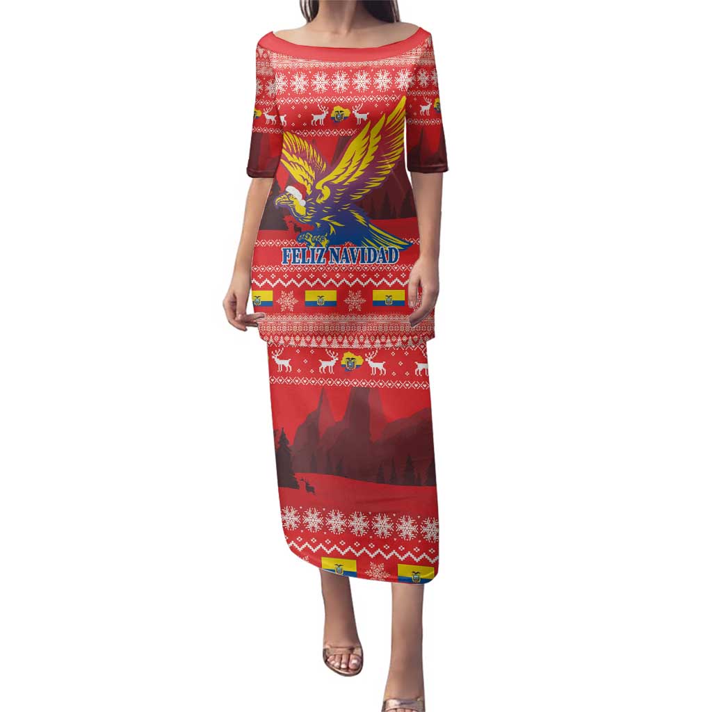 Ecuador Andean Condor Christmas Family Matching Puletasi and Hawaiian Shirt Dios Patria y Libertad - Wonder Print Shop