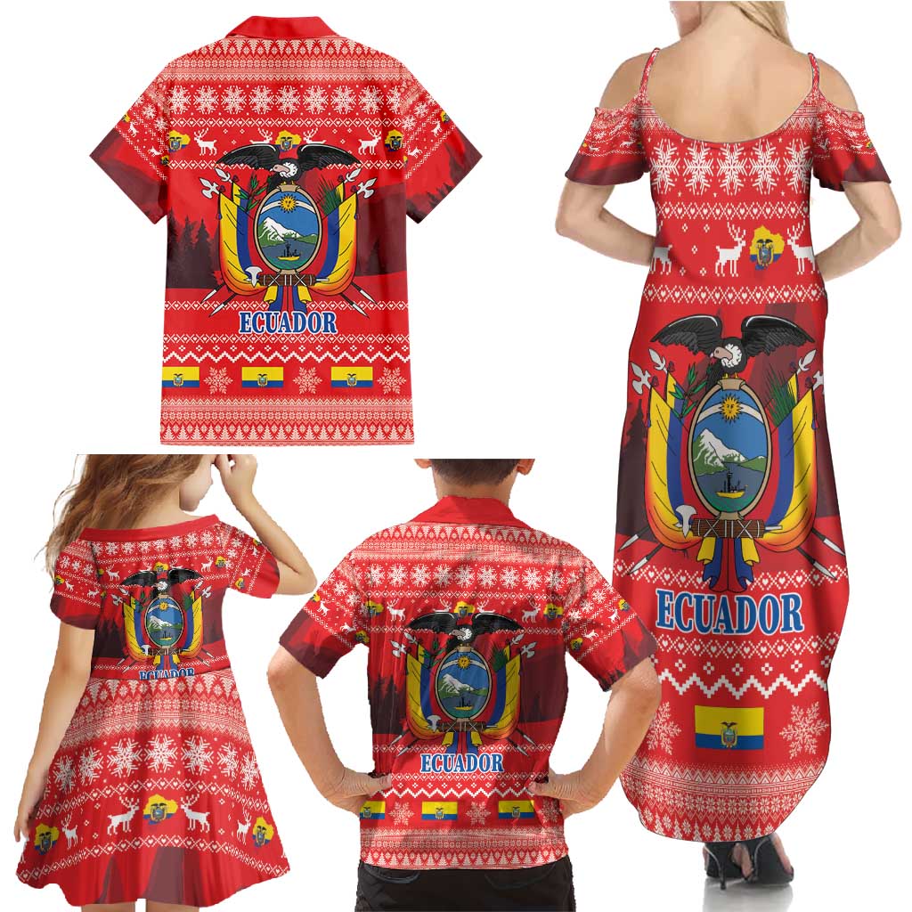 Ecuador Andean Condor Christmas Family Matching Summer Maxi Dress and Hawaiian Shirt Dios Patria y Libertad - Wonder Print Shop