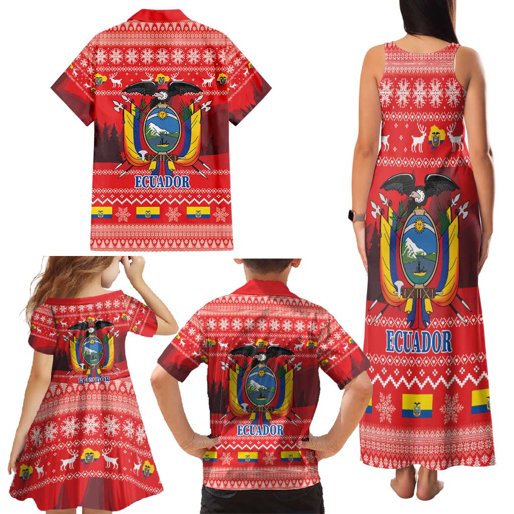 Ecuador Andean Condor Christmas Family Matching Tank Maxi Dress and Hawaiian Shirt Dios Patria y Libertad - Wonder Print Shop