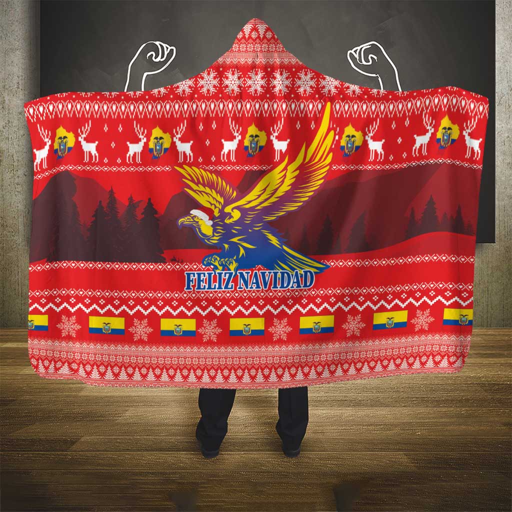 Ecuador Andean Condor Christmas Hooded Blanket Dios Patria y Libertad