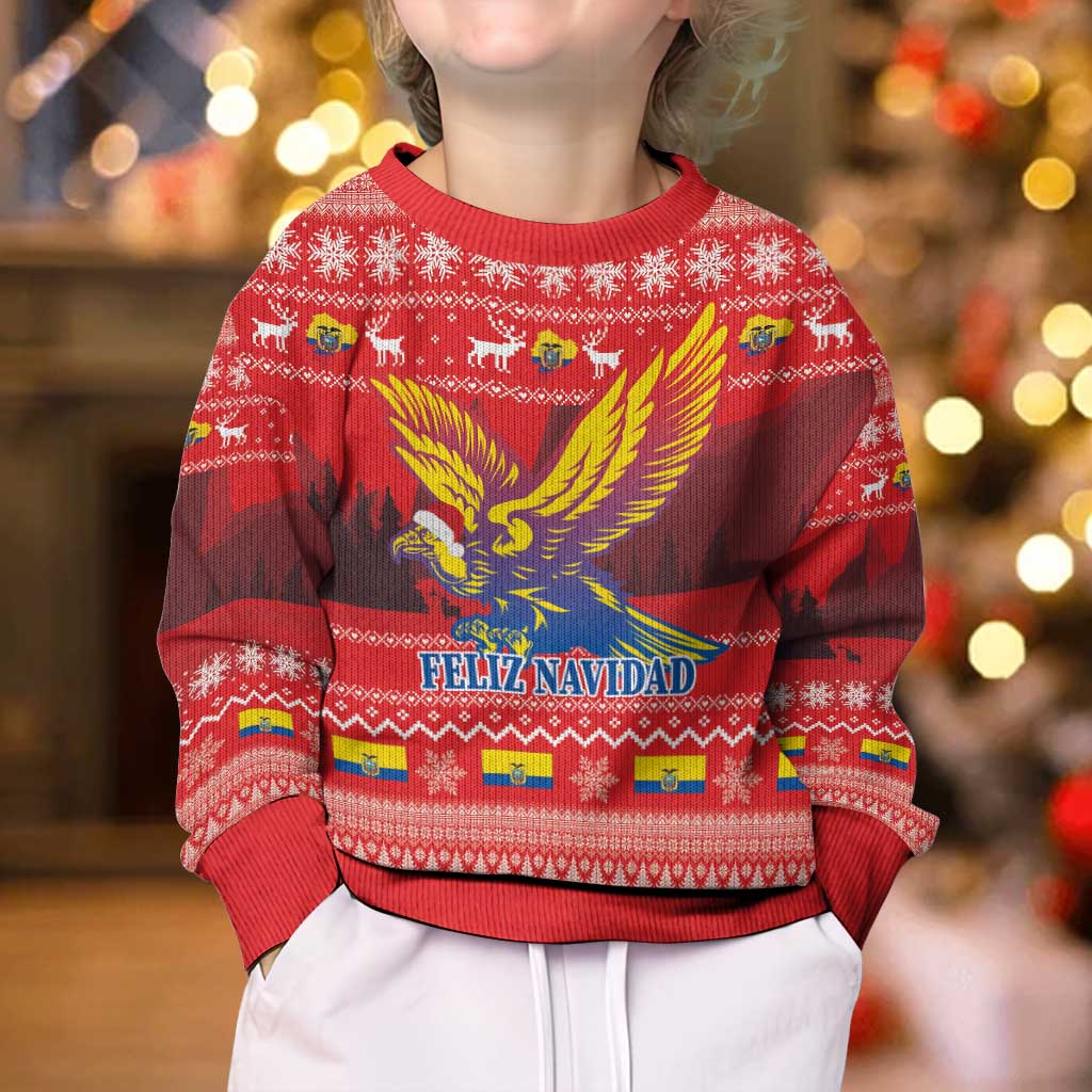 Ecuador Andean Condor Christmas Kid Ugly Christmas Sweater Dios Patria y Libertad - Wonder Print Shop