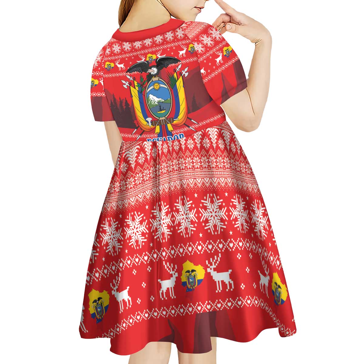 Ecuador Andean Condor Christmas Kid Short Sleeve Dress Dios Patria y Libertad - Wonder Print Shop