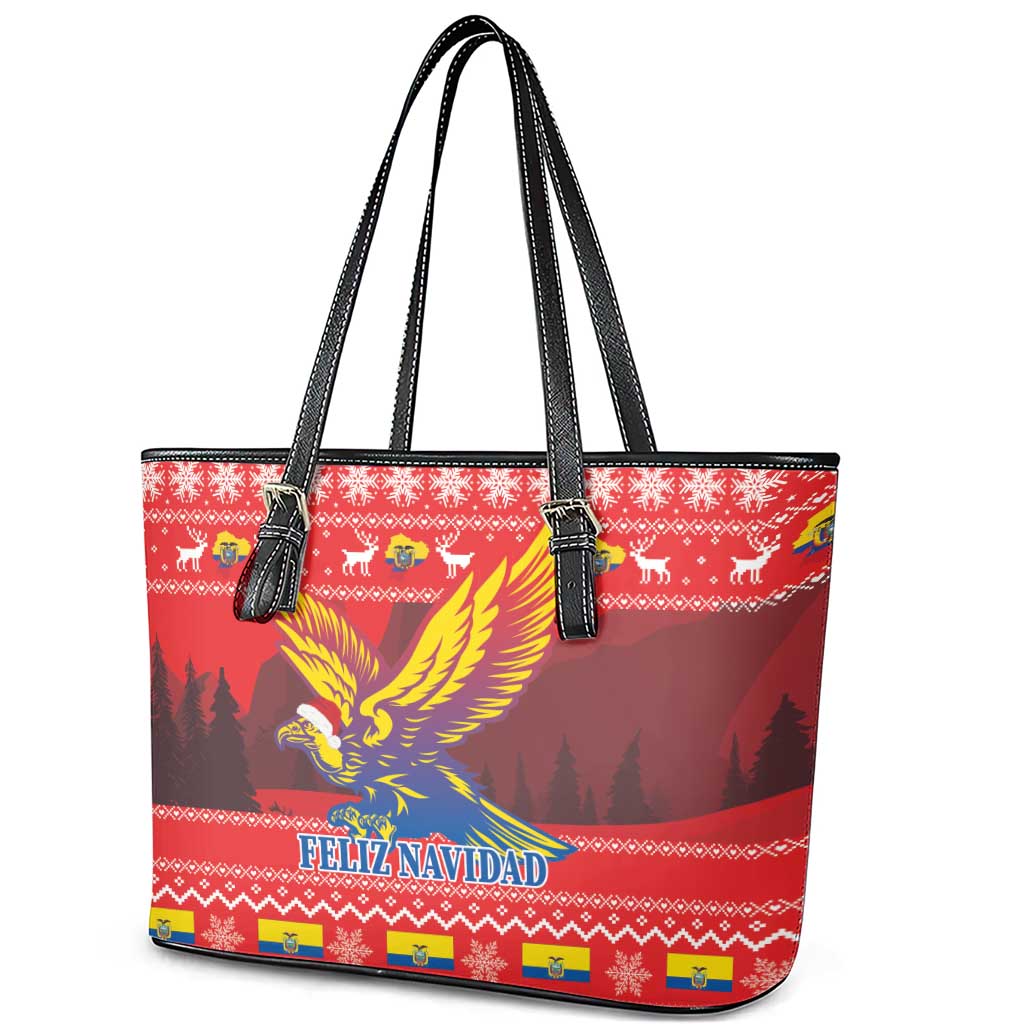 Ecuador Andean Condor Christmas Leather Tote Bag Dios Patria y Libertad - Wonder Print Shop