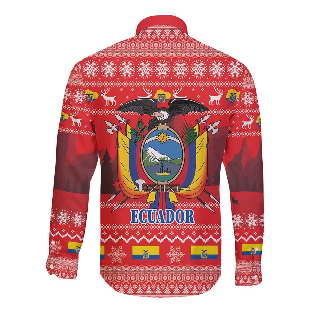 Ecuador Andean Condor Christmas Long Sleeve Button Shirt Dios Patria y Libertad - Wonder Print Shop