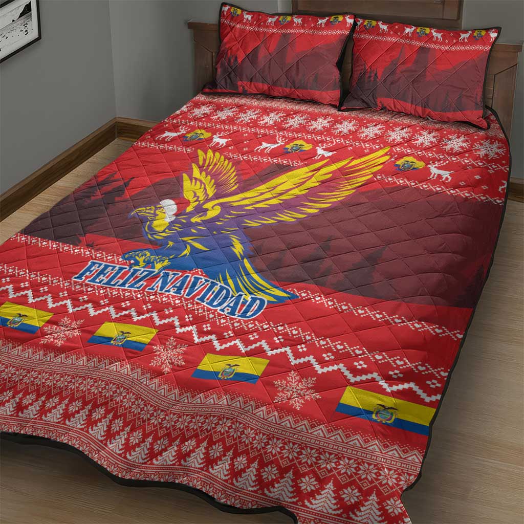 Ecuador Andean Condor Christmas Quilt Bed Set Dios Patria y Libertad - Wonder Print Shop