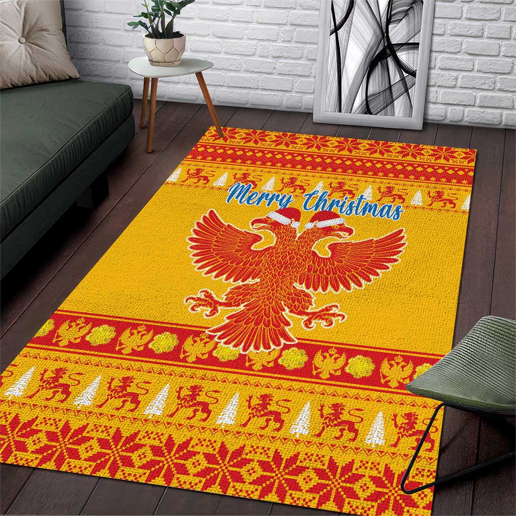Montenegro Christmas Area Rug Double-headed Eagle With Christmas Pattern - Wonder Print Shop