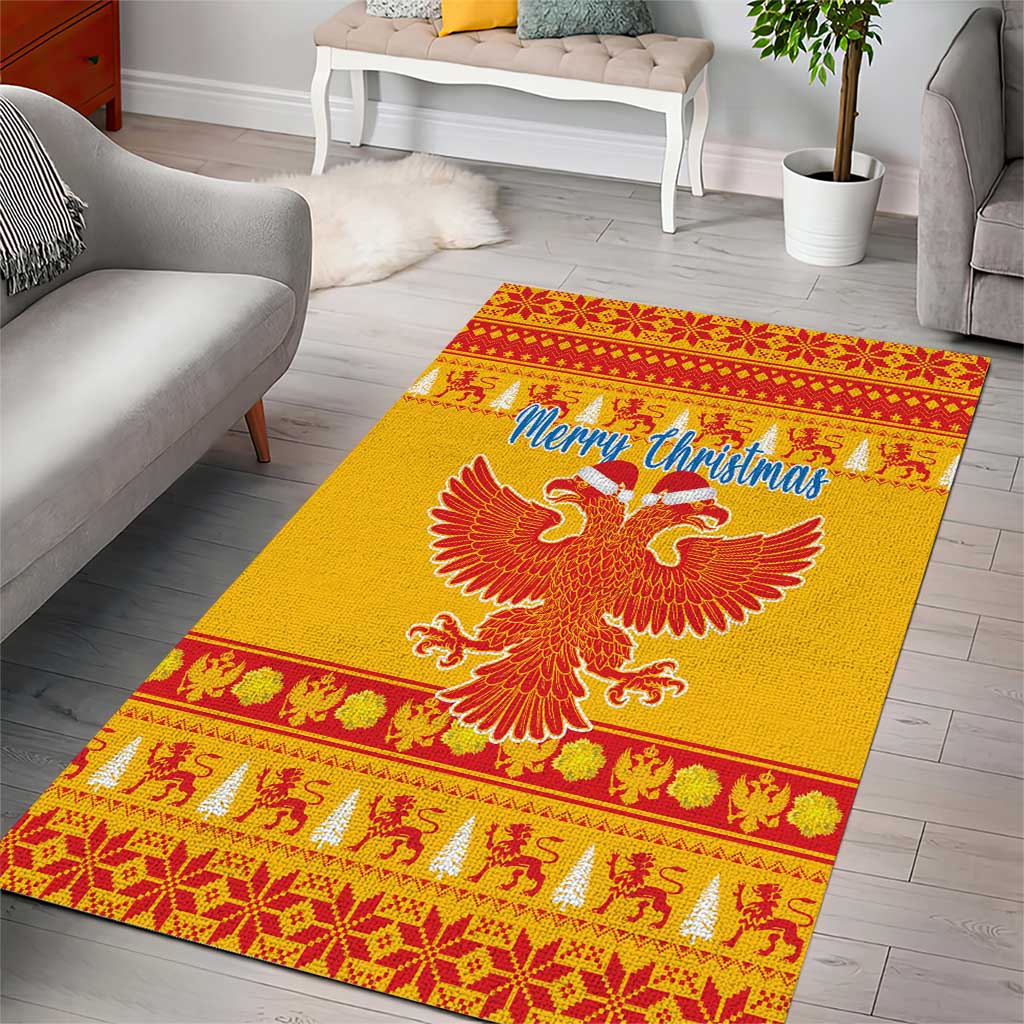 Montenegro Christmas Area Rug Double-headed Eagle With Christmas Pattern - Wonder Print Shop