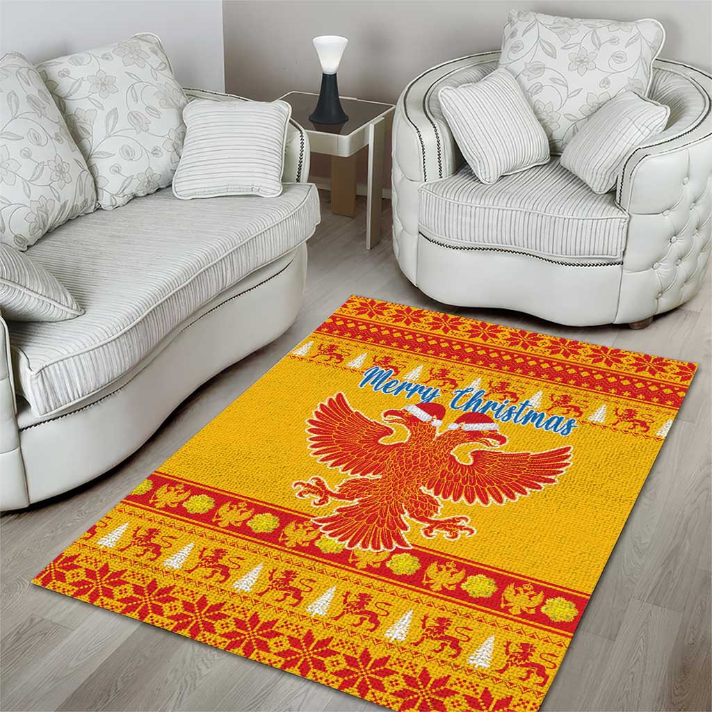 Montenegro Christmas Area Rug Double-headed Eagle With Christmas Pattern - Wonder Print Shop