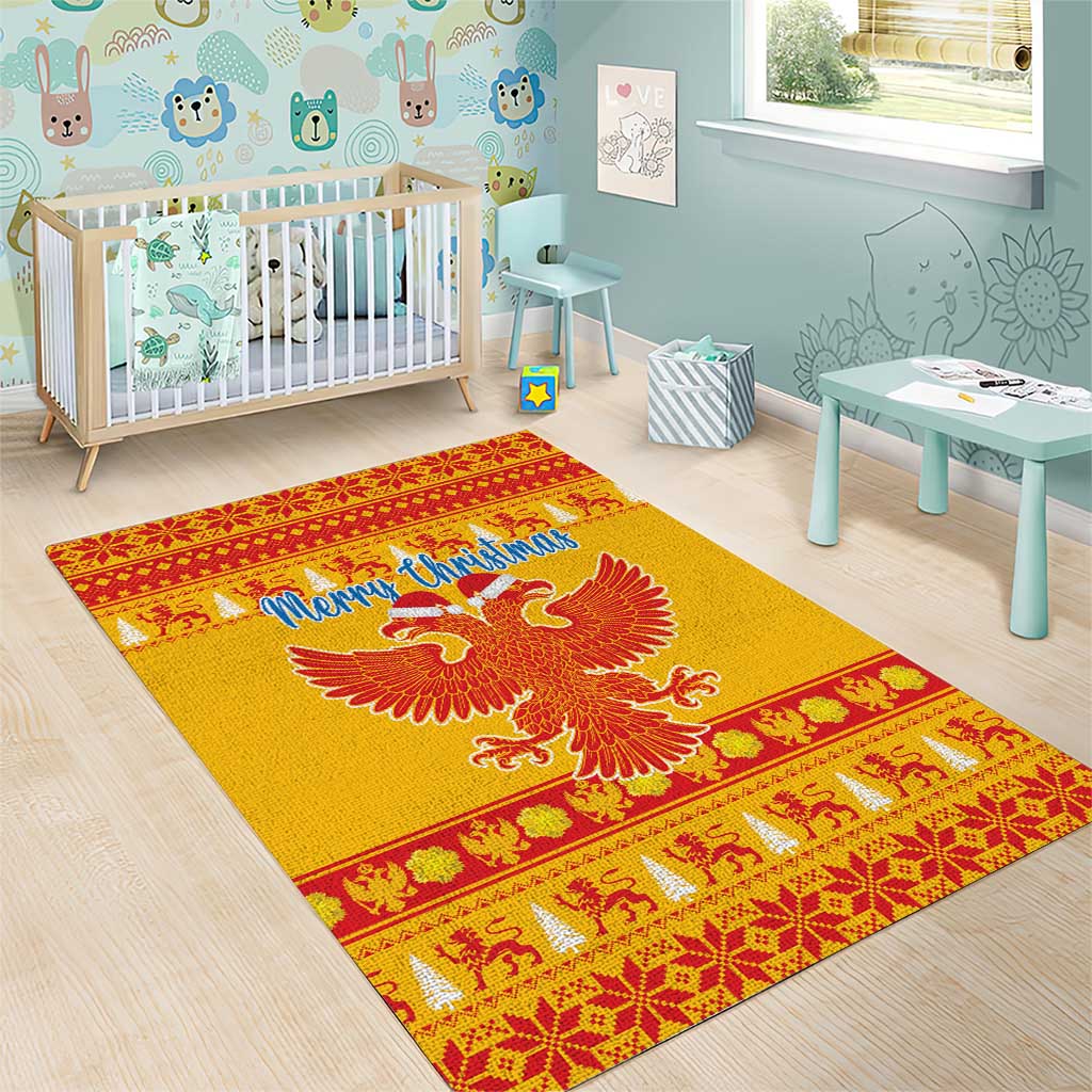 Montenegro Christmas Area Rug Double-headed Eagle With Christmas Pattern - Wonder Print Shop
