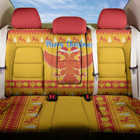 Montenegro Christmas Back Car Seat Cover Double-headed Eagle With Christmas Pattern - Wonder Print Shop