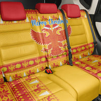 Montenegro Christmas Back Car Seat Cover Double-headed Eagle With Christmas Pattern - Wonder Print Shop