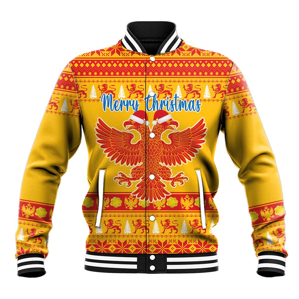 Montenegro Christmas Baseball Jacket Double-headed Eagle With Christmas Pattern - Wonder Print Shop
