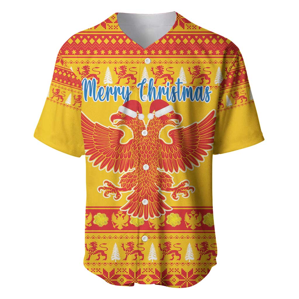 Montenegro Christmas Baseball Jersey Double-headed Eagle With Christmas Pattern - Wonder Print Shop