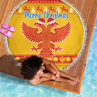 Montenegro Christmas Beach Blanket Double-headed Eagle With Christmas Pattern - Wonder Print Shop