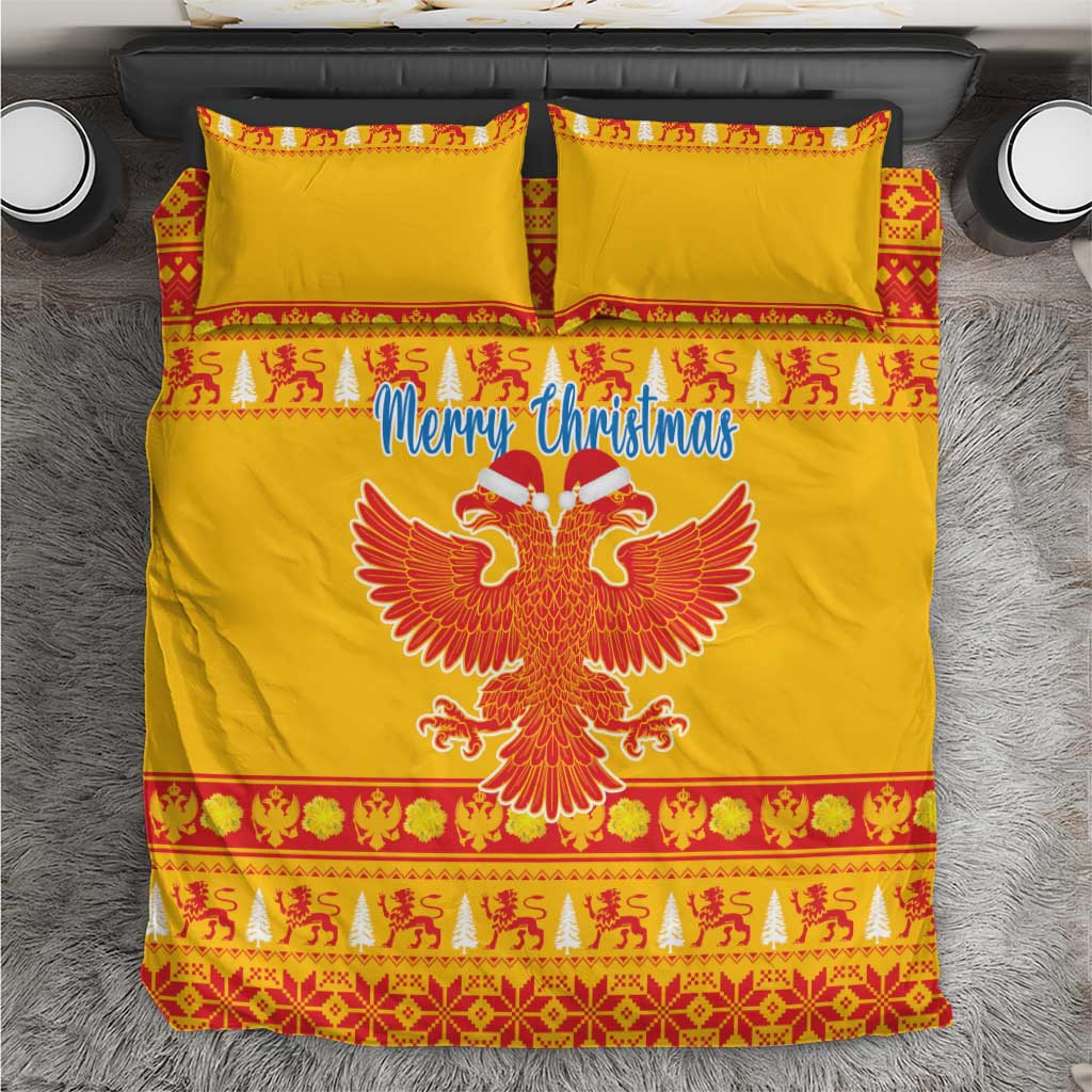 Montenegro Christmas Bedding Set Double-headed Eagle With Christmas Pattern - Wonder Print Shop