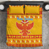 Montenegro Christmas Bedding Set Double-headed Eagle With Christmas Pattern - Wonder Print Shop
