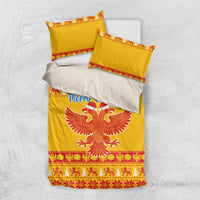 Montenegro Christmas Bedding Set Double-headed Eagle With Christmas Pattern - Wonder Print Shop