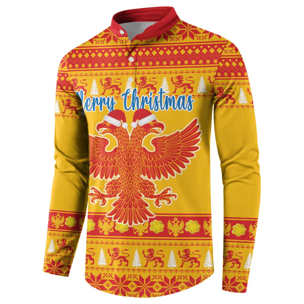 Montenegro Christmas Button Sweatshirt Double-headed Eagle With Christmas Pattern - Wonder Print Shop