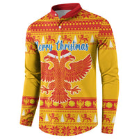 Montenegro Christmas Button Sweatshirt Double-headed Eagle With Christmas Pattern - Wonder Print Shop