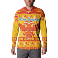 Montenegro Christmas Button Sweatshirt Double-headed Eagle With Christmas Pattern - Wonder Print Shop