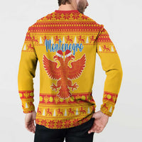 Montenegro Christmas Button Sweatshirt Double-headed Eagle With Christmas Pattern - Wonder Print Shop
