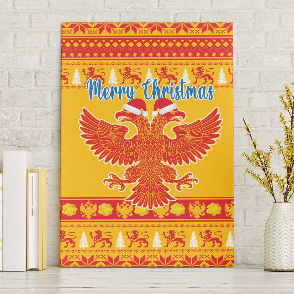 Montenegro Christmas Canvas Wall Art Double-headed Eagle With Christmas Pattern - Wonder Print Shop