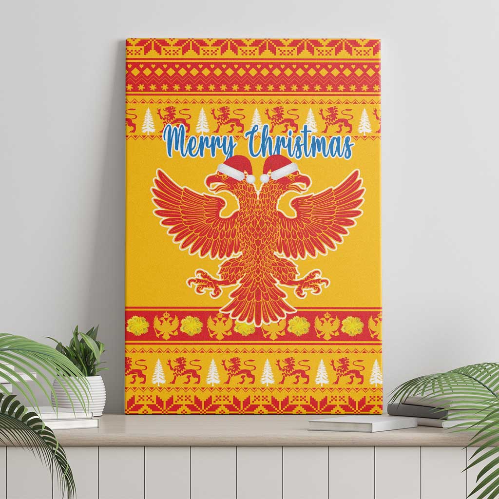 Montenegro Christmas Canvas Wall Art Double-headed Eagle With Christmas Pattern - Wonder Print Shop