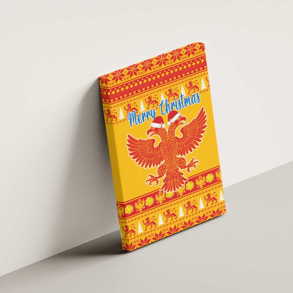 Montenegro Christmas Canvas Wall Art Double-headed Eagle With Christmas Pattern - Wonder Print Shop