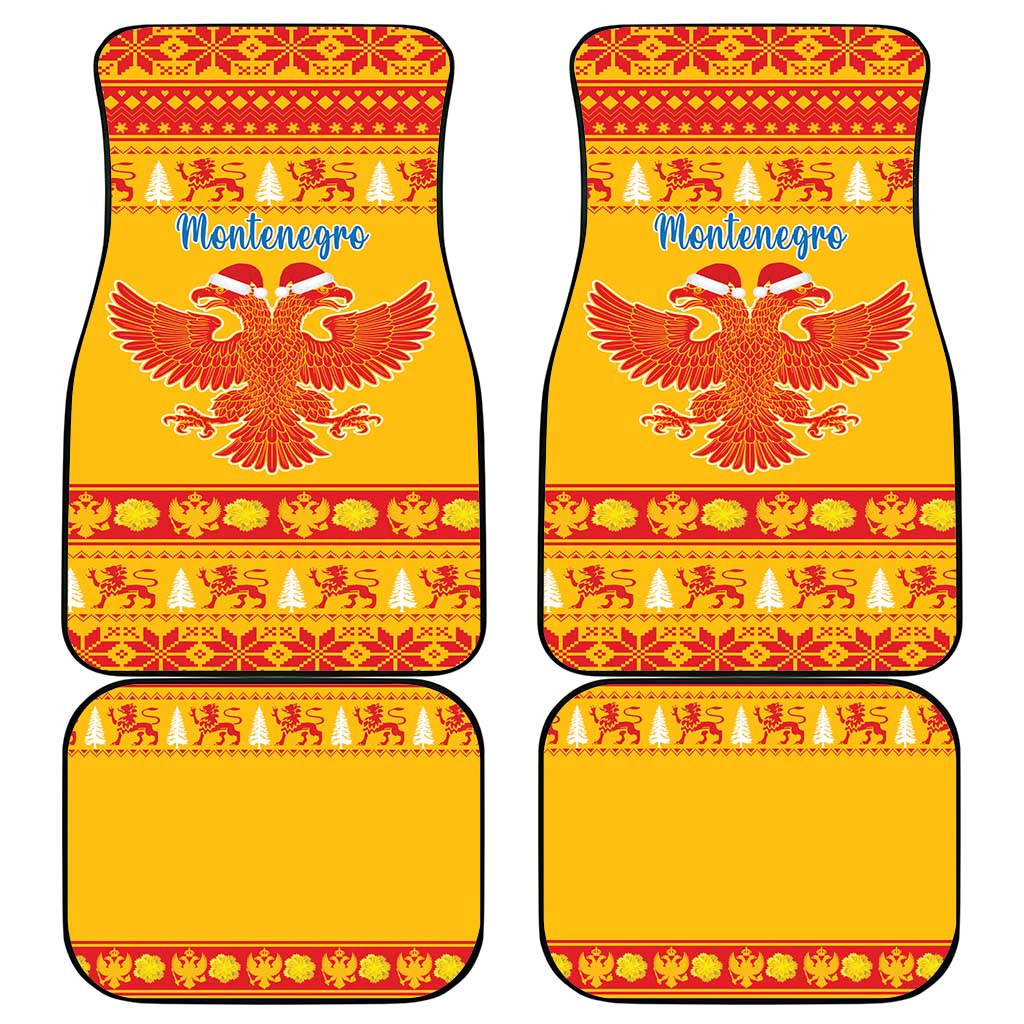 Montenegro Christmas Car Mats Double-headed Eagle With Christmas Pattern - Wonder Print Shop