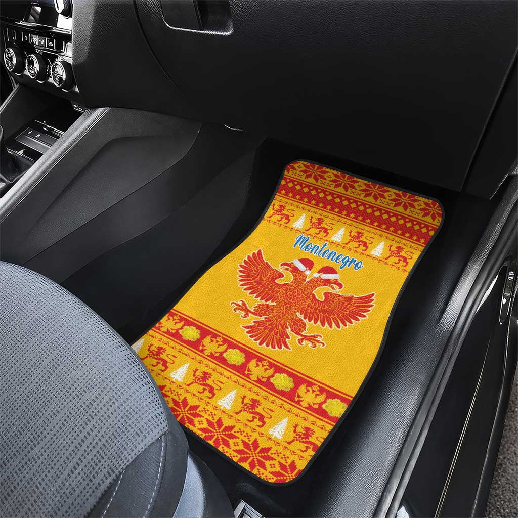 Montenegro Christmas Car Mats Double-headed Eagle With Christmas Pattern - Wonder Print Shop