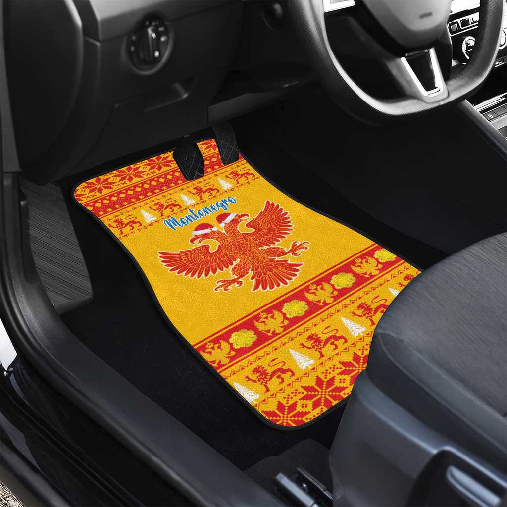 Montenegro Christmas Car Mats Double-headed Eagle With Christmas Pattern - Wonder Print Shop