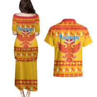 Montenegro Christmas Couples Matching Puletasi and Hawaiian Shirt Double-headed Eagle With Christmas Pattern - Wonder Print Shop