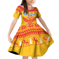 Montenegro Christmas Family Matching Off Shoulder Short Dress and Hawaiian Shirt Double-headed Eagle With Christmas Pattern - Wonder Print Shop