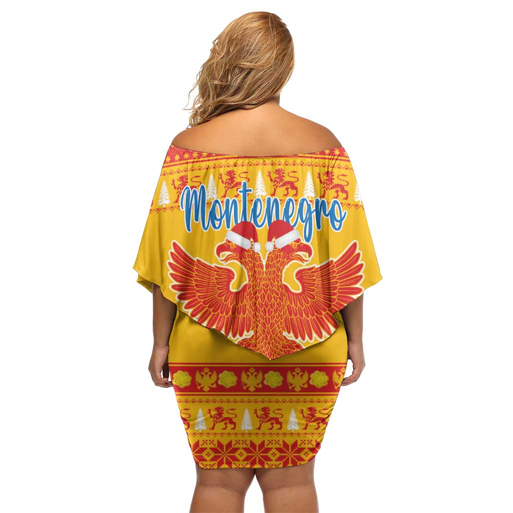 Montenegro Christmas Family Matching Off Shoulder Short Dress and Hawaiian Shirt Double-headed Eagle With Christmas Pattern - Wonder Print Shop