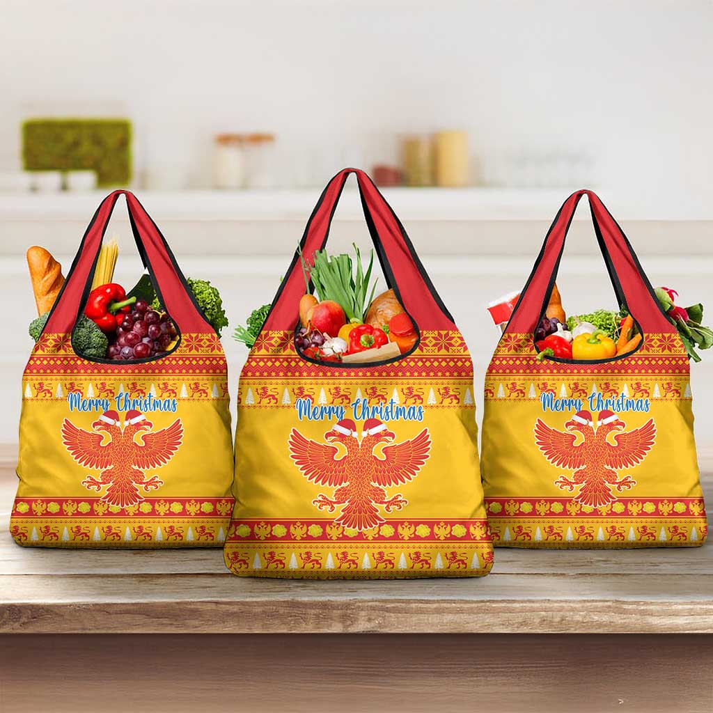 Montenegro Christmas Grocery Bag Double-headed Eagle With Christmas Pattern