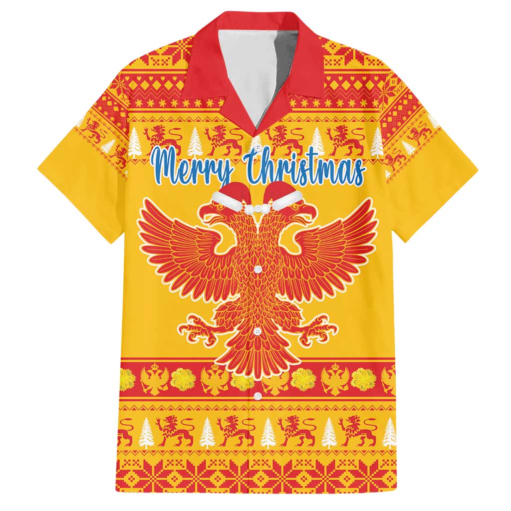 Montenegro Christmas Hawaiian Shirt Double-headed Eagle With Christmas Pattern - Wonder Print Shop