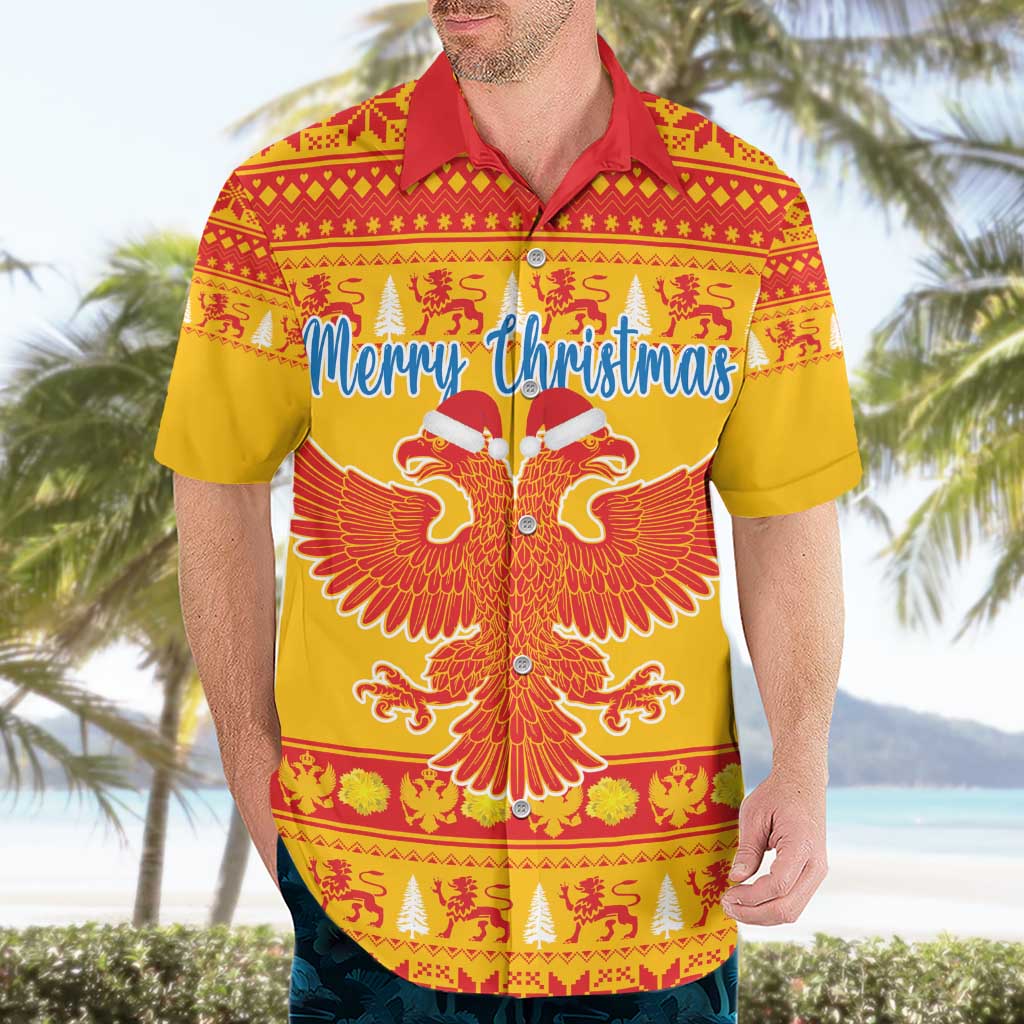 Montenegro Christmas Hawaiian Shirt Double-headed Eagle With Christmas Pattern - Wonder Print Shop