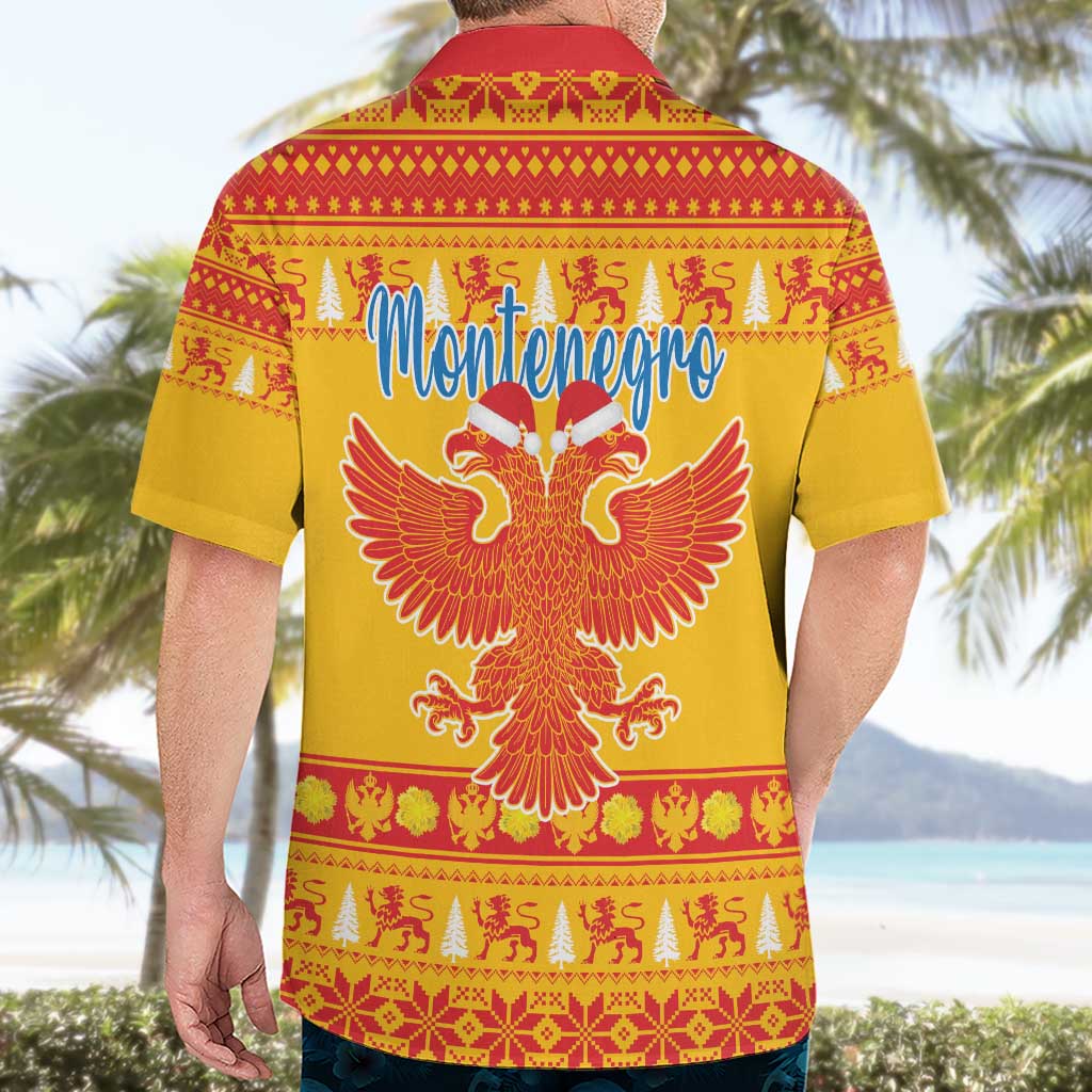 Montenegro Christmas Hawaiian Shirt Double-headed Eagle With Christmas Pattern - Wonder Print Shop