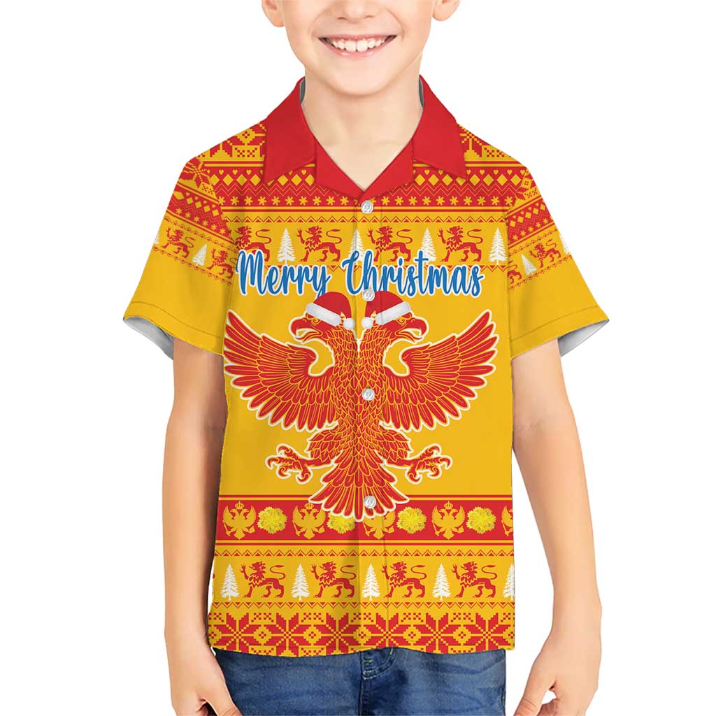 Montenegro Christmas Hawaiian Shirt Double-headed Eagle With Christmas Pattern - Wonder Print Shop