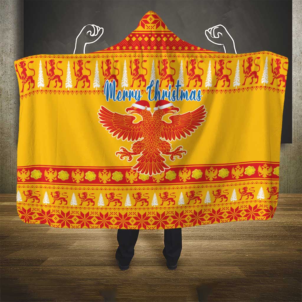 Montenegro Christmas Hooded Blanket Double-headed Eagle With Christmas Pattern