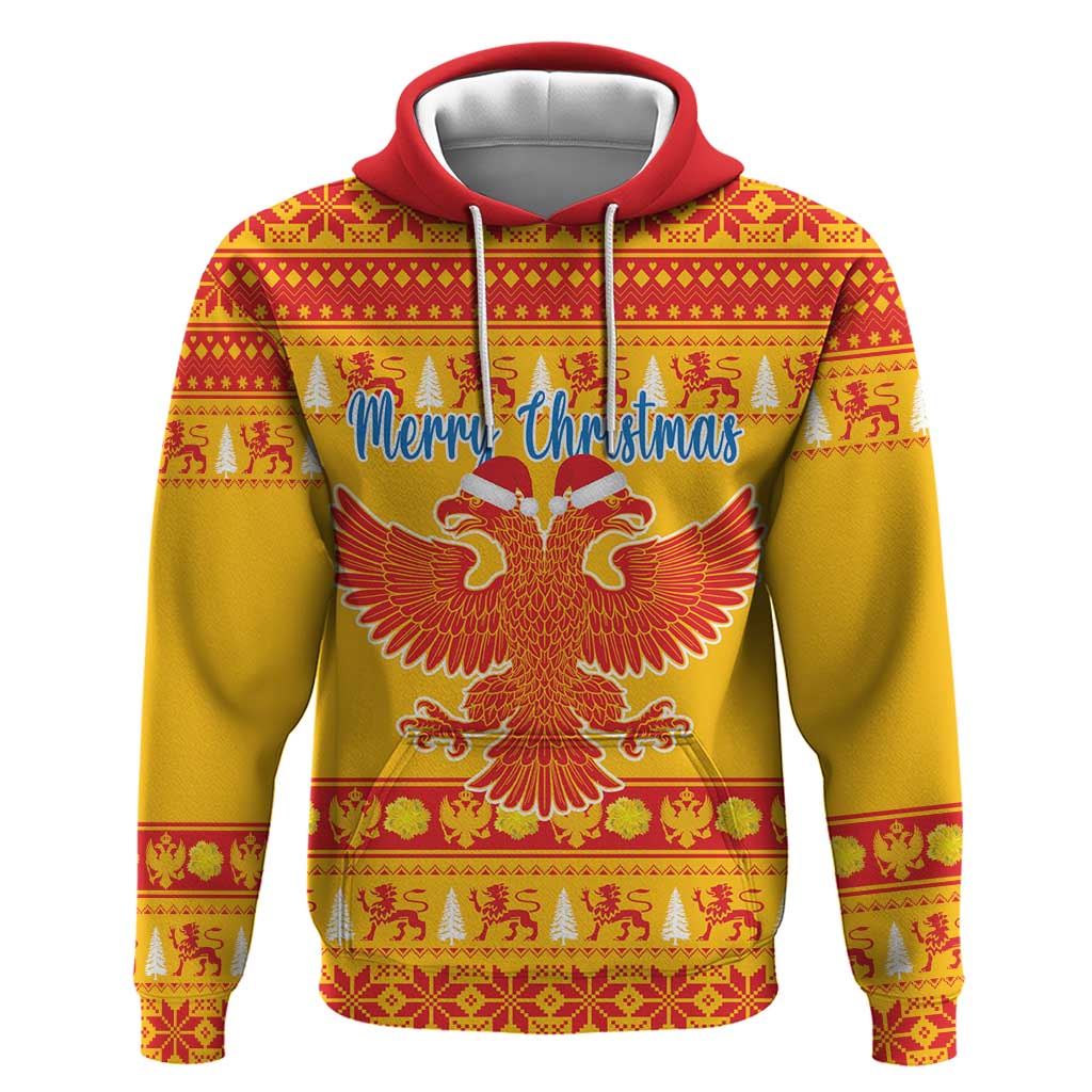 Montenegro Christmas Hoodie Double-headed Eagle With Christmas Pattern - Wonder Print Shop