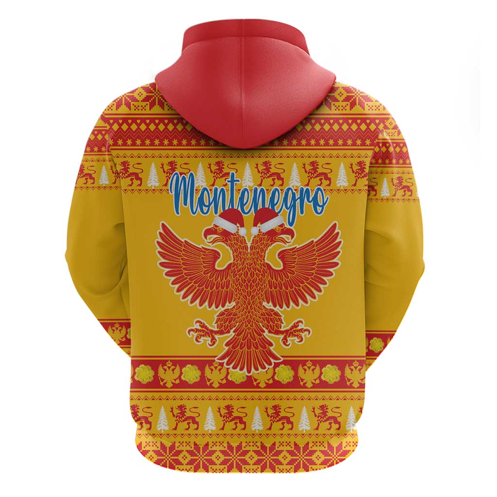 Montenegro Christmas Hoodie Double-headed Eagle With Christmas Pattern - Wonder Print Shop