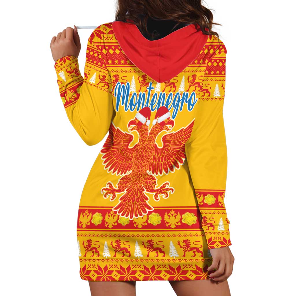 Montenegro Christmas Hoodie Dress Double-headed Eagle With Christmas Pattern - Wonder Print Shop