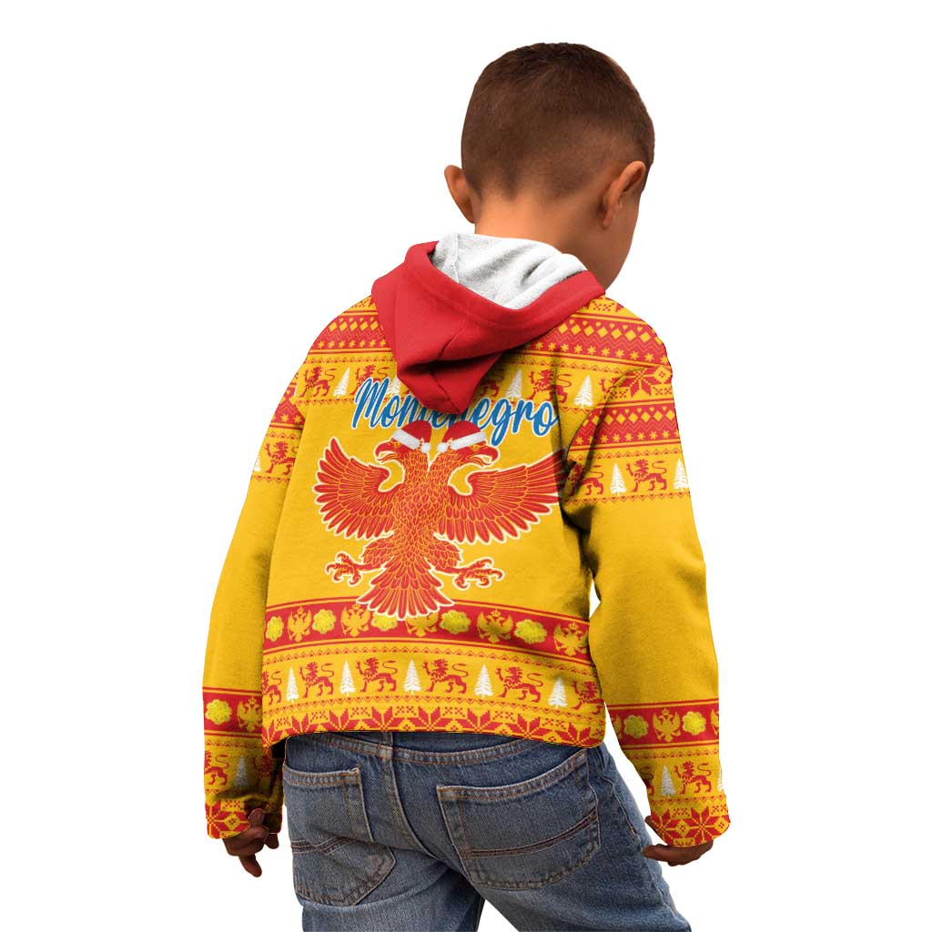 Montenegro Christmas Kid Hoodie Double-headed Eagle With Christmas Pattern - Wonder Print Shop